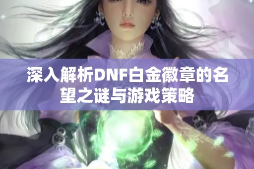 深入解析DNF白金徽章的名望之谜与游戏策略