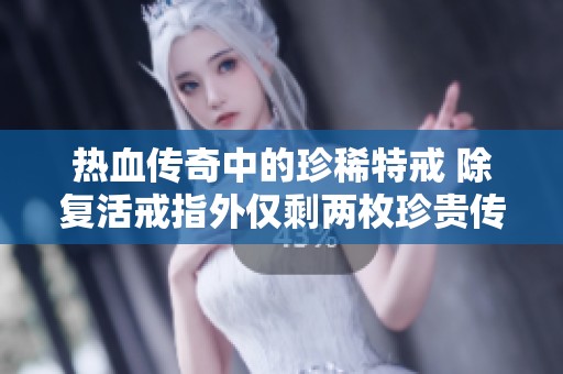 热血传奇中的珍稀特戒 除复活戒指外仅剩两枚珍贵传奇