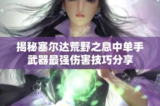 揭秘塞尔达荒野之息中单手武器最强伤害技巧分享