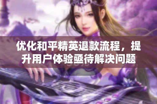 优化和平精英退款流程，提升用户体验亟待解决问题