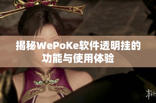 揭秘WePoKe软件透明挂的功能与使用体验