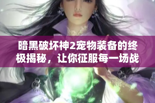 暗黑破坏神2宠物装备的终极揭秘，让你征服每一场战斗