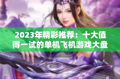 2023年精彩推荐：十大值得一试的单机飞机游戏大盘点