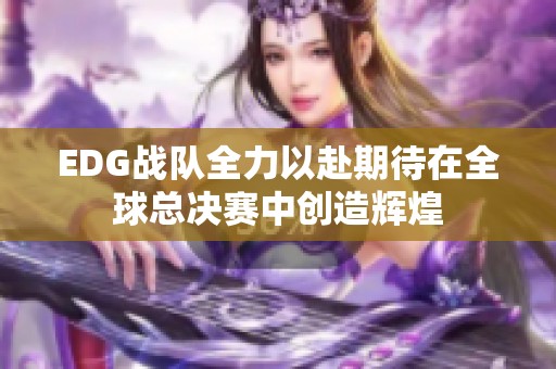 EDG战队全力以赴期待在全球总决赛中创造辉煌