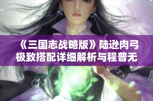 《三国志战略版》陆逊肉弓极致搭配详细解析与程普无军民策略分享