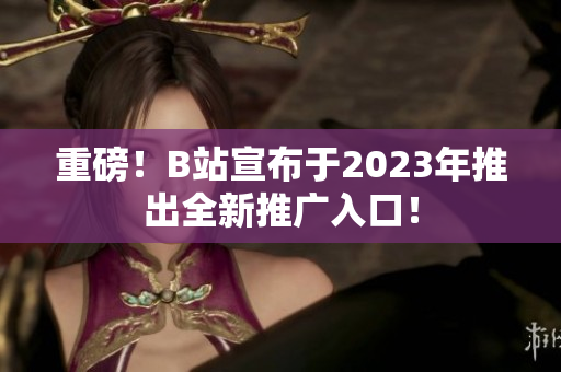 重磅！B站宣布于2023年推出全新推广入口！